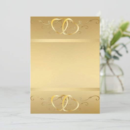 Gold Hearts Invitation3 Kaart (Staand voorkant)