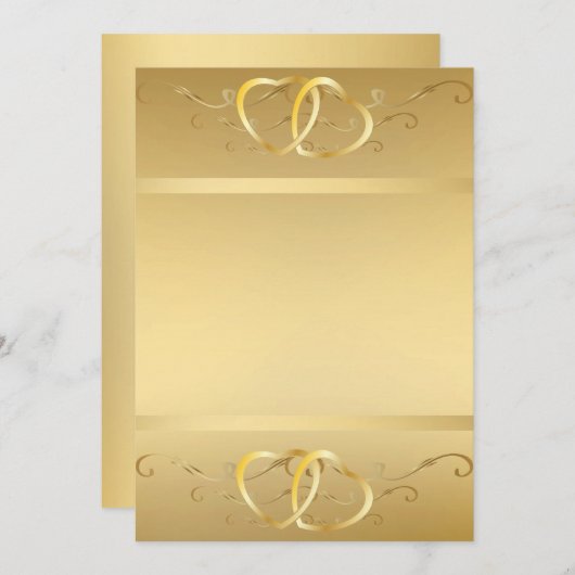 Gold Hearts Invitation3 Kaart (Voorkant / Achterkant)
