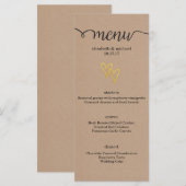 Gold Hearts Kraft Wedding Menu (Voorkant / Achterkant)