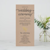 Gold Hearts Kraft Wedding Programma Programmakaart (Staand voorkant)