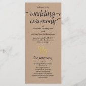 Gold Hearts Kraft Wedding Programma Programmakaart (Voorkant)