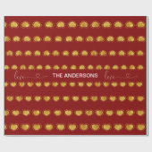 Gold Hearts Love Calligraphy Monogram Weddenschap Cadeaupapier (Vlak)