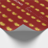 Gold Hearts Love Calligraphy Monogram Weddenschap Cadeaupapier (Hoek)
