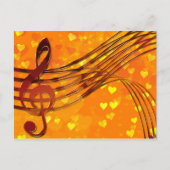 Gold Hearts met een metallic Treble Clef en Muziek Briefkaart (Voorkant)