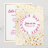 Gold Hearts omcirkeld 2 moderne Valentijn partij Kaart (Voorkant / Achterkant)