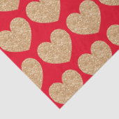 Gold Hearts On Red Background Tissuepapier (Detail)