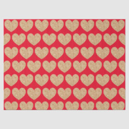 Gold Hearts On Red Background Tissuepapier