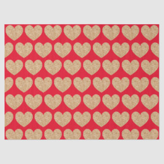 Gold Hearts On Red Background Tissuepapier
