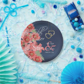 Gold Hearts op koraal- en marineslak Papieren Bordje (Feest)