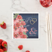 Gold Hearts op koraal- en marineslak - Vrijgezelle Servetten (Insitu)