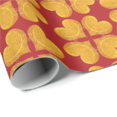 Gold Hearts op Red Vier Hearts Cadeaupapier (Rol Hoek)