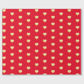 Gold Hearts op rood Cadeaupapier (Vlak)