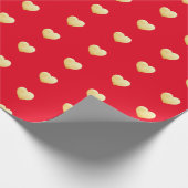 Gold Hearts op rood Cadeaupapier (Hoek)