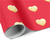 Gold Hearts op rood Cadeaupapier (Rol Hoek)