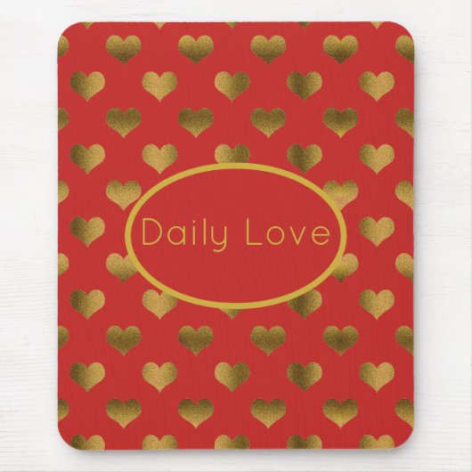 Gold Hearts op rood  Muismat (Voorkant)