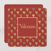 Gold Hearts op rood, Valentijns Feestdagenkaart (Voorkant / Achterkant)