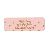 Gold Hearts op Roze Chic Party-Adresetiketten Etiket (Voorkant)