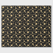 Gold Hearts op zwart Cadeaupapier (Vlak)