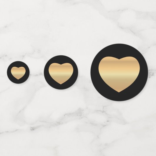 Gold Hearts op zwart Confetti (Achterkanten)