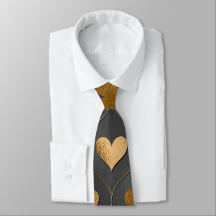 Gold Hearts op zwarte elegante Valentijn Stropdas