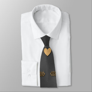 Gold Hearts op zwarte elegante Valentijn Stropdas