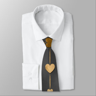 Gold Hearts op zwarte elegante Valentijn Stropdas