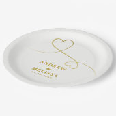 Gold Hearts-Ornament | Aangepaste bruiloft Papieren Bordje (Gekanteld)