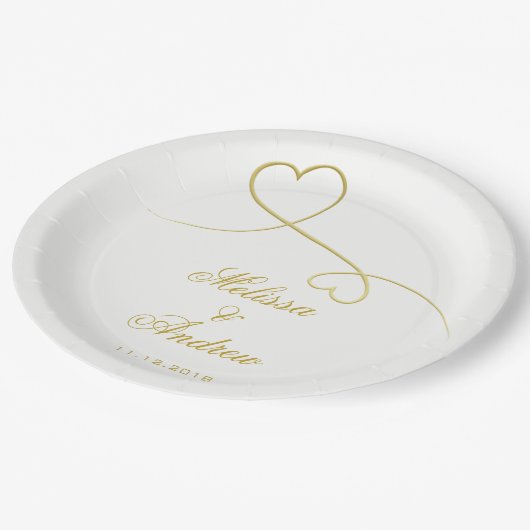 Gold Hearts-Ornament | Aangepaste bruiloft Papieren Bordje (Gekanteld)