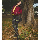 Gold Hearts Pattern Black Mode Travel Workout Leggings