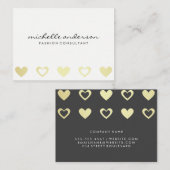Gold Hearts Pattern | Grijs wit Visitekaartje (Voorkant / Achterkant)