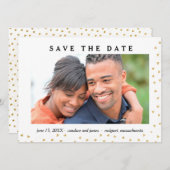 Gold Hearts Photo Save the Date Kaart (Voorkant / Achterkant)