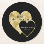 Gold Hearts Ronde Kartonnen Onderzetter (Voorkant)