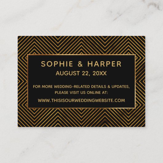 Gold Hearts Script Black Wedding Accommodaties Informatiekaartje (Achterkant)