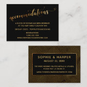 Gold Hearts Script Black Wedding Accommodaties Informatiekaartje (Voorkant / Achterkant)