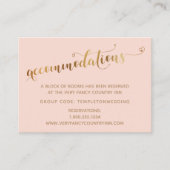 Gold Hearts Script Blush bruiloftsaccommodaties Informatiekaartje (Voorkant)