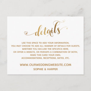 Gold Hearts Script, diamanten details op wit Briefkaart