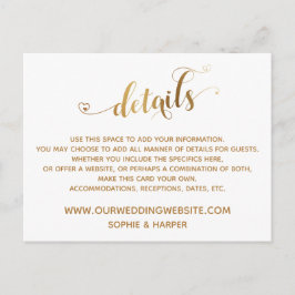 Gold Hearts Script, diamanten details op wit Briefkaart