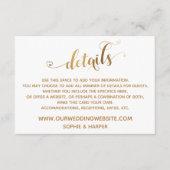 Gold Hearts Script, diamanten details op wit Informatiekaartje (Voorkant)