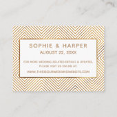 Gold Hearts Script White Wedding Accommodations Informatiekaartje (Achterkant)