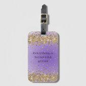 Gold Hearts Sparkle Paarse Glitter quote Bagagelabel (Voorkant (verticaal))