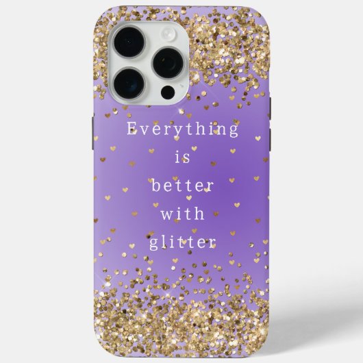 Gold Hearts Sparkle Paarse Glitter quote Case-Mate iPhone Case (Achterkant)