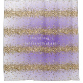 Gold Hearts Sparkle Paarse Glitter quote Douchegordijn (Voorkant)
