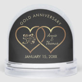 Gold Hearts Sparkly Numbers Sneeuwbol (Achterkant)