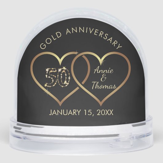 Gold Hearts Sparkly Numbers Sneeuwbol (Achterkant)