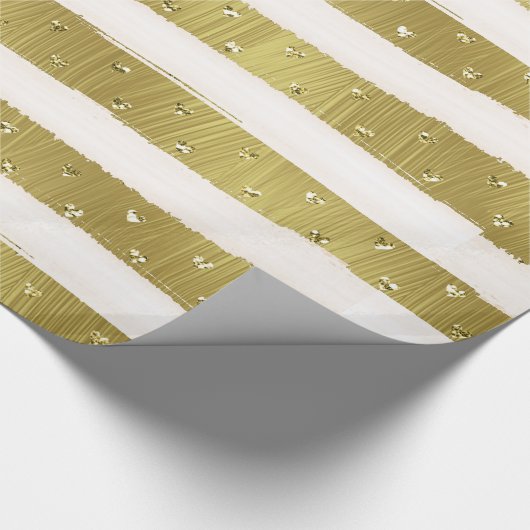 Gold Hearts Stripes Cadeaupapier (Hoek)