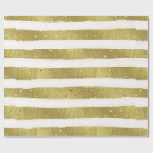 Gold Hearts Stripes Cadeaupapier (Vlak)