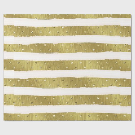 Gold Hearts Stripes Cadeaupapier (Vlak)