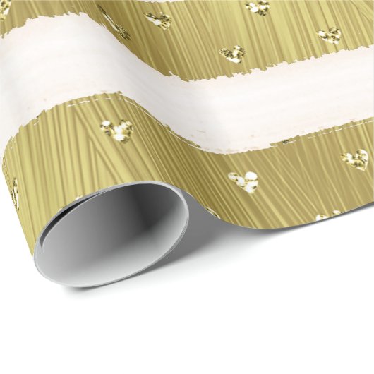 Gold Hearts Stripes Cadeaupapier (Rol Hoek)