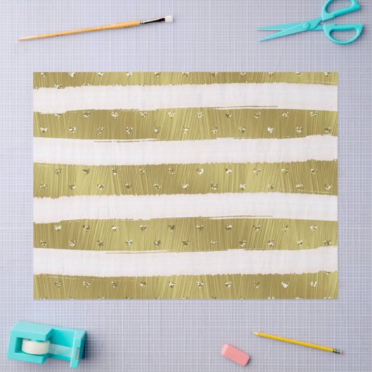 Gold Hearts Stripes Tissuepapier (Craft)