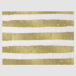 Gold Hearts Stripes Tissuepapier